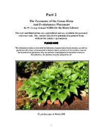 The Taxonomy of the Genus Hosta and Evolutionary Placement by W