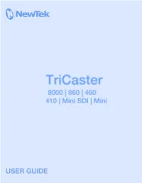 Download User Manual for Newtek Software Upgrade for Tricaster 455