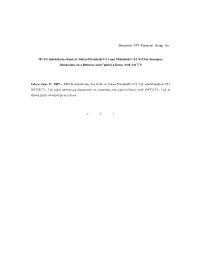 Mitsubishi UFJ Financial Group, Inc. MUFG Subsidiaries Bank of Tokyo