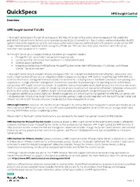 Quickspecs HPE Insight Control Overview