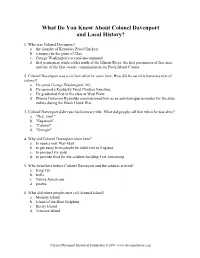 What Do You Know About Colonel Davenport and Local History?