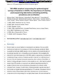16S Rrna Amplicon Sequencing for Epidemiological Surveys of Bacteria