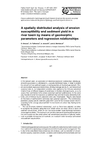 A Spatially Distributed Analysis of Erosion Susceptibility and Sediment Yield in a River Basin by Means of Geomorphic Parameters and Regression Relationships