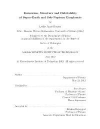 Formation, Structure and Habitability of Super-Earth and Sub-Neptune