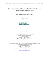 Post-Dredging Habitat Enhancement Plan Report for the Lower Ashtabula River, Ashtabula, Ohio