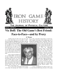 Vic Boff: the Old Game's Best Friend: Face-To-Face—And by Proxy