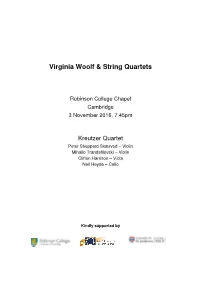 Virginia Woolf & String Quartets Concert