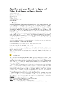 Algorithms and Lower Bounds for Cycles and Walks