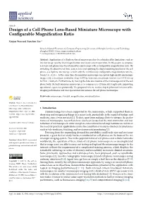 Design of a Cell Phone Lens-Based Miniature Microscope with Configurable Magnification Ratio
