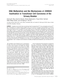 DNA Methylation and the Mechanisms of CDKN2A Inactivation in Transitional Cell Carcinoma of the Urinary Bladder Andrea R