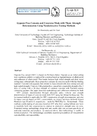 Gypsum Free Cements and Concretes Made with Them: Strength Determination Using Nondestructive Testing Methods