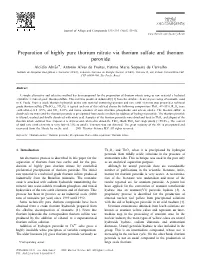Preparation of Highly Pure Thorium Nitrate Via Thorium Sulfate And