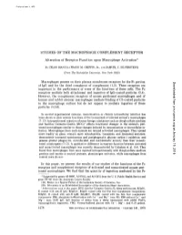 Studies of the Macrophage Complement Receptor