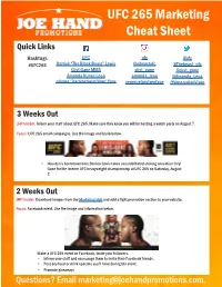 UFC 265 Marketing Cheat Sheet
