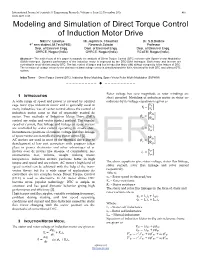 Modeling and Simulation of Direct Torque Control of Induction Motor Drive Nikhil V