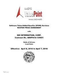 SHI INTERNATION, CORP. Contract No. ADSPO16-130651 Effective