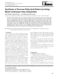 Synthesis of Sucrose Fatty Acid Esters by Using Mixed