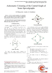 Achromatic Colouring of the Central Graph of Some Specialgraphs