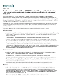Data from Intercept's Pivotal Phase 3 POISE Trial of Its FXR Agonist