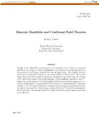 Einstein Manifolds and Conformal Field Theories