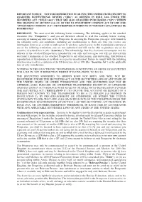 IMPORTANT NOTICE: NOT for DISTRIBUTION in OR INTO the UNITED STATES EXCEPT to QUALIFIED INSTITUTIONAL BUYERS (''Qibs'')