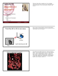 Lecture 10 Detectors and Descriptors