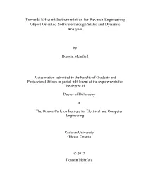 Towards Efficient Instrumentation for Reverse-Engineering Object Oriented Software Through Static and Dynamic Analyses