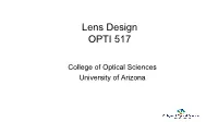 A Reflection on Teaching Lens Design