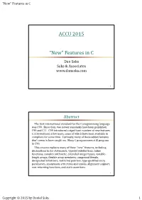 ACCU 2015 “New” Features in C
