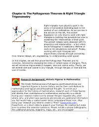 Chapter 6: the Pythagorean Theorem & Right Triangle Trigonometry