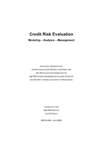 Credit Risk Evaluation Modeling – Analysis – Management