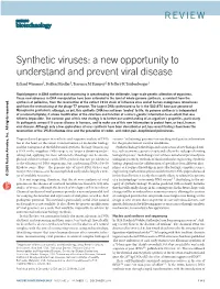 Synthetic Viruses: a New Opportunity to Understand and Prevent Viral Disease