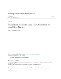 Devolution in Federal Land Law: Abdication by Any Other Name