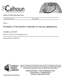 Evaluation of Ferroelectric Materials for Memory Applications
