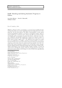 Pysp: Modeling and Solving Stochastic Programs in Python