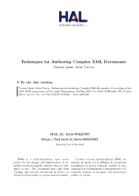 Techniques for Authoring Complex XML Documents Vincent Quint, Irène Vatton