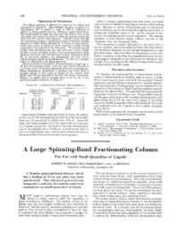 A Large Spinning-Band Fractionating Column for Use with Small Quantities of Liquids