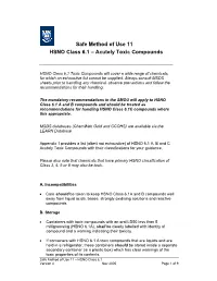 Safe Method of Use 11 HSNO Class 6.1 – Acutely Toxic Compounds