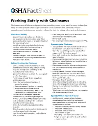 Working Safely with Chain Saws