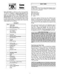 2012 Regular Game Rules