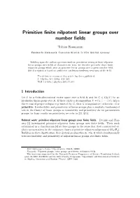 Primitive Finite Nilpotent Linear Groups Over Number Fields