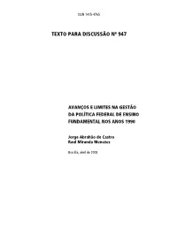 TEXTO PARA DISCUSSÃO No 947