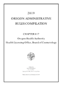 2019 Oregon Administrative Rules Compilation