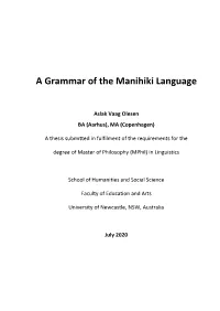 A Grammar of the Manihiki Language