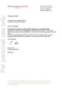 Bidder's Statement As Updated in Accordance with That Class Order