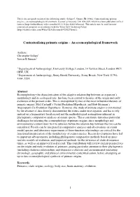 Contextualising Primate Origins – an Ecomorphological Framework