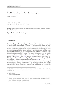 Friedrich Von Hayek and Mechanism Design