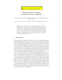 Improving OCR Accuracy for Classical Critical Editions