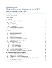 Maximal Starting Repertoire — MSR-3 Overview and Rationale