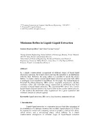 Minimum Reflux in Liquid–Liquid Extraction